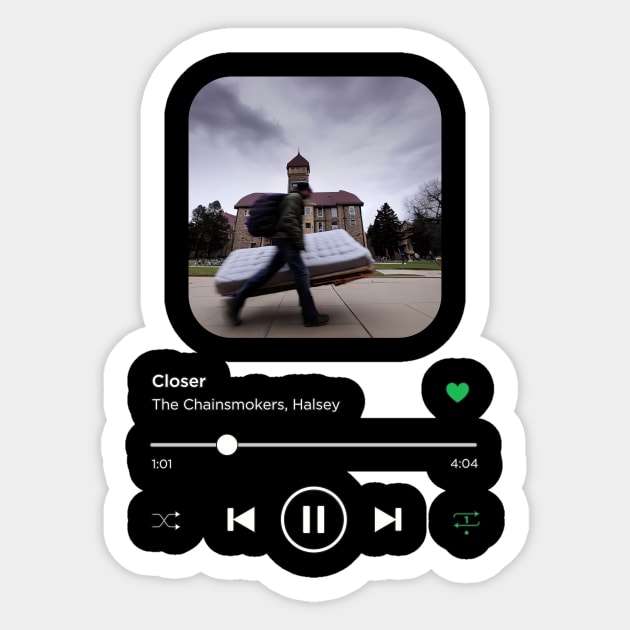 Closer, The Chainsmokers, Halsey, Music Playing On Loop, Alternative Album Cover Sticker by SongifyIt